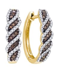 0.63CTW COGNAC DIAMOND HOOPS EARRING