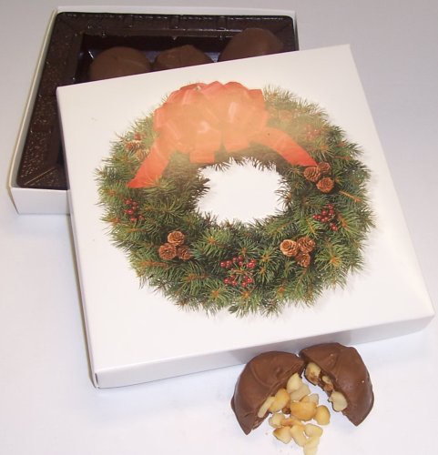 Scott's Cakes 1 lb. Milk Chocolate Macadamia Nut Pattie in a Wreath Box by Scott's Cakes