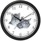 Gray Tabby Cat Family Cat - JP - Wall Clock by WatchBuddy Timepieces (Hunter Green Frame)