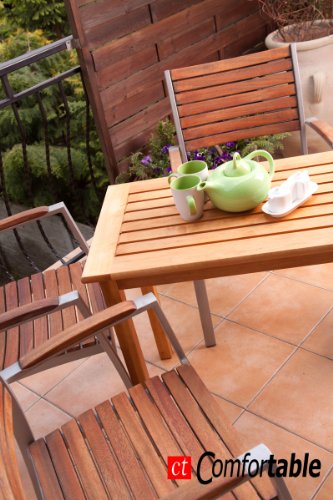 Gartentisch, Terrassentisch, Balkontisch – Erlenholz, natürliche Farbe + Geschenk