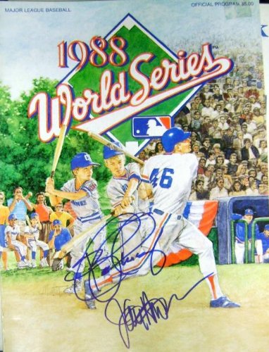 1988 World Series Program (Los Angeles Dodgers) Autographed/Hand Signed by John Shelby Jay Howell, D
