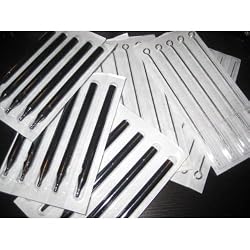 (50) COUNTS OF ASSORTED PRE-STERILIZED TATTOO NEEDLES WITH (50) COUNTS OF MATCHING GRIPLESS TUBES
