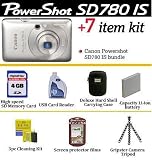 Canon Powershot SD780IS 12.1 Megapixels Digital Camera Silver With Ultimate Powershot Accessory Package Includes 4GB Memory, Hard Shell Case, Gripster Mini tripod, Extra NB4L Battery + More