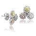 18k Gold White, Yellow, Pink Diamond Flower Earrings (GH, SI, 0.87 carat)
