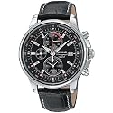 Seiko Men's Alarm Chronograph Leather Strap Watch #SNAB65