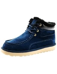 Shoes: Rock Me Fluff Leather Collar Knitting Lace Up Women Ankle Snow Boots Baken III(10 B(M) US, Blue)