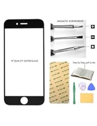 Wireless: ESSENTIAL SALES4YOU? Apple iPhone 6 6S 4.7" inch Front Outer Screen Glass Lens Replacement Parts + Repair Kit Tool open Cellular Part (IPHONE 6 6S BLACK Outer Glass + TOOLS + 3M TAPE + GUIDE) - ESSENTIAL SALES4YOU