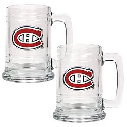 Montreal Canadiens NHL 2pc 15oz Glass Tankard Set- Primary Logo by Great American Products