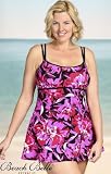 Beach Belle Flower Burst Plus Size Empire Swimdress Swimsuit - Plus Size Swimsuit Plus Size Swimsuit