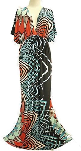 The Sisters Women Red Blue Floral VNeck Kimono Long Maxi Dress L XXL 14 16