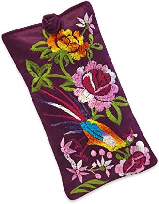 Embroidered Floral Eyeglass Pouch (Plum)