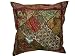 Vintage Sari Patchwork Cushion Cover Khaki Brown Beaded Floor Pillows Cover 24 Inch