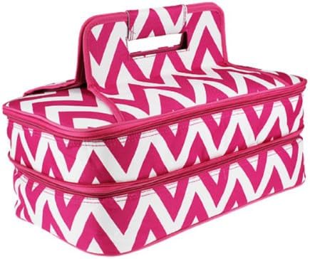 Glamorous Fashion Bag Luggage 8019 Chevron Casserole Cooler Bag Fuchsia - Swt15