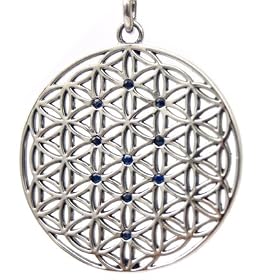 Spiritual Jewelry- Flower of Life- Tree of Life, Pendant Sapphires, Silver by