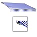 Awntech 16-Feet Galveston Semi-Cassette Manual Retractable Awning, 120-Inch Projection, Blue/White