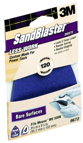 3M 9672 120-Grit Mouse Sandpaper Sheets, 4-Pack