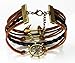 MBOX Vintage Bronze Infinite Bracelet Nautical Rudder Anchor Coffee Leather Rope Bangle (001 Coffee Black Rudder Anchor)