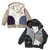 ベビー服 男の子 アウター フルジップ パーカー ジャケット ミニ裏毛 配色切替 ロゴプリント 切替ポケット 男児 ベビー (1.オートミール/95cm)
