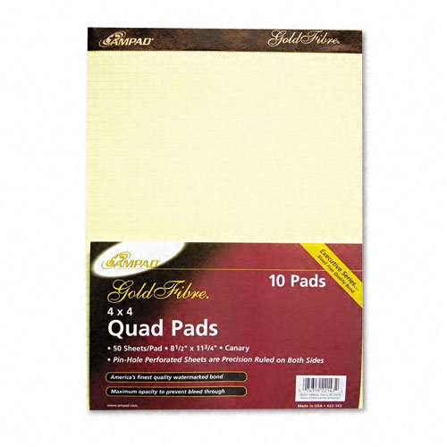 Ampad® Gold Fibre Canary Quadrille Pad - 8-1 2 x 11-3 4 - Canary - 1 50 Sheet Pad Image Ampad® Gold Fibre Canary Quadrille Pad - 8-1 2 x 11-3 4 - Canary - 1 50 Sheet Pad