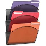 Safco Products  5652BL Onyx Mesh Triple Pocket Wall Rack, Letter Size  (Qty. 1), Black