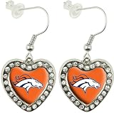 NFL Denver Broncos Crystal Heart Earrings with Team Logo