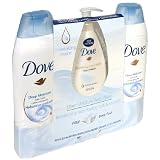 Dove Deep Moisture Body Wash, Two- 24 oz. Washes and One 8.45 fl oz Hand Wash and Pouf