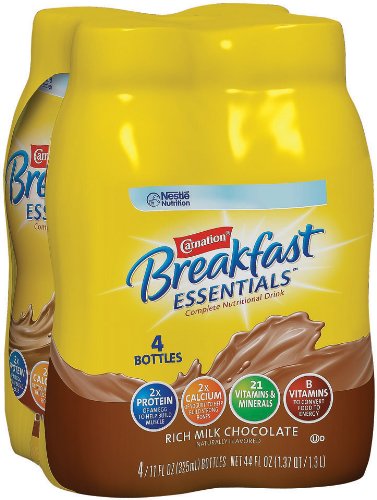 Carnation Instant Breakfast Nutritional Drink, Rich Milk Chocolate, 4-Count, 11-Ounce Bottles (Pack of 3)