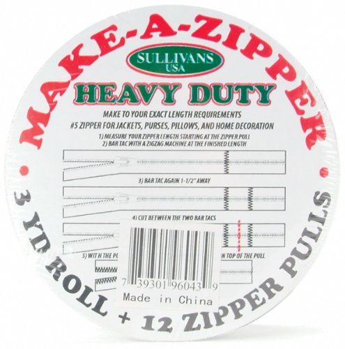 Sullivans Make-A-Zipper Kit Heavy Duty 3 Yards-Black