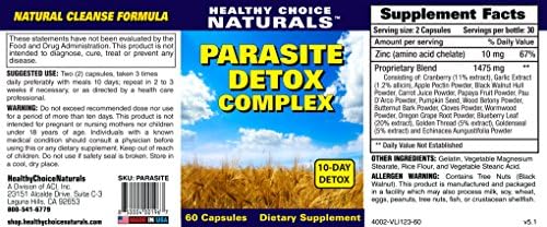 Parasite Detox Complex- Helps Detoxify Your Body of Nasty, Unwelcome Parasites, Worms and Eggs. 60 Capsules