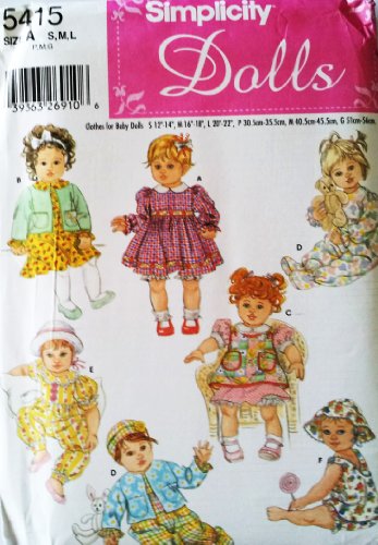 SIMPLICITY 5415 Baby Doll Clothes Wardrobe ~ S 12