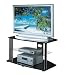 OSP Designs 40-Inch TV Stand In Black Finish with Glass Middle Shelf
