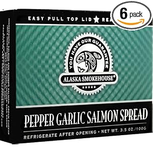Alaska Smokehouse Pepper Garlic Salmon Spread Checker Design, 3.5 Ounce Boxes (Pack of 6) by Alaska Smokehouse