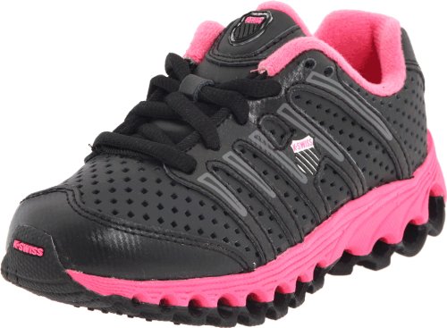 K-Swiss Tubes Run 100 Running Shoe (Little Kid/Big Kid),Black/Pinkberry,13 M US Little Kid