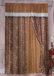 Brown / Beige Micro Suede Windows Curtain 120x84"