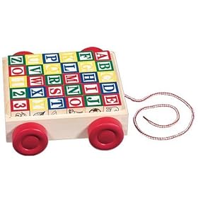 Melissa & Doug Chariot classique de blocs en bois ABC