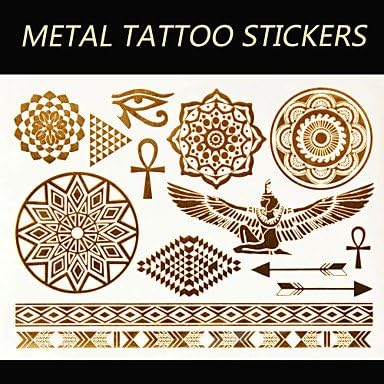 JYT HOT Egyptian Metallic Flash Tatoo Temporary Stickers Sexy Tattoo Body Art\Totem Vs Wing Vs Pharaoh\Fake Tattoo Design
