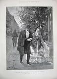 1889 NICOLET FINE ART MAN LADY ROMANCE STREET TOWN CITY