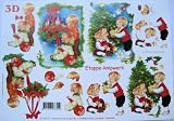 A4 3D step by step Le Suh decoupage sheet - Christmas children