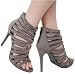 Maneater07 2Tone Caged High Heel Bootie TAUPE