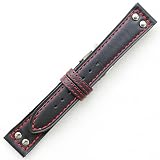 YC0１５ar22　牛革肉厚 赤糸ステッチ　黒色　22mm　松重オリジナル