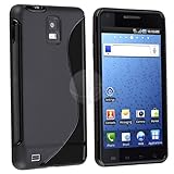 TPU Rubber Skin Case for Samsung Infuse SGH-i997 4G, Black S Shape
