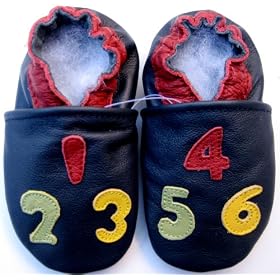 New Baby Soft Sole Leather Shoes Indigo Numbers