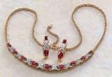 Garnet / Diamond Necklace and Earring Set