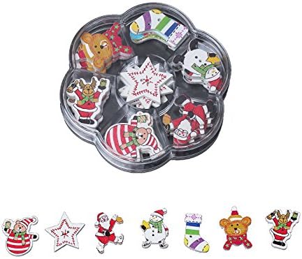 Wood Buttons - Christmas - 28 Assorted Buttons Per Container