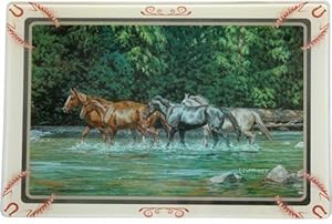 R&D Enterprises/Motorhead Products, WW-0155, 7-3/4-Inch by 11-3/4-Inch Tempered Glass Cutting Board Featuring Horses By Artist Chris Cummings
