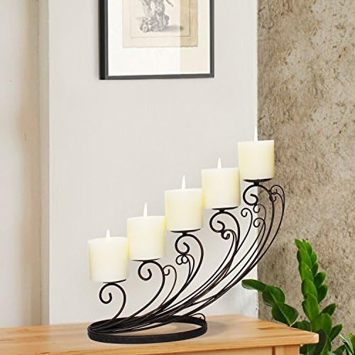 StarHomes Table-Top Pillar Candelabra, Classic Sloping Design - 5 Candle Pillar