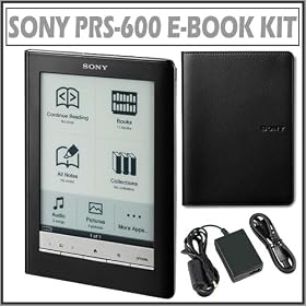 Sony PRS-600 Electronic Book Reader in Black w/ Premium Cover and AC Charger Adapter
