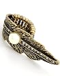 Burnished Goldtone Grey Faux Pearl Feather Stretch Fashion Ring