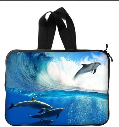 Lively Dolphins Swimming in The Sea 13 Inch Laptop Sleeve Bag with Hidden Handle for Laptop / Notebook / Ultrabook / MacBook