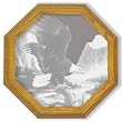 Decorative Framed Mirror Wall Decor With Eagle Etched Mirror - Eagle Decor - Unique Eagle Gift Ideas - Ready To Hang - 13" octagon